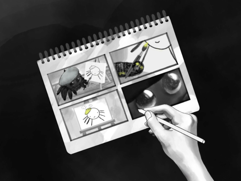Hand zeichnet Storyboard